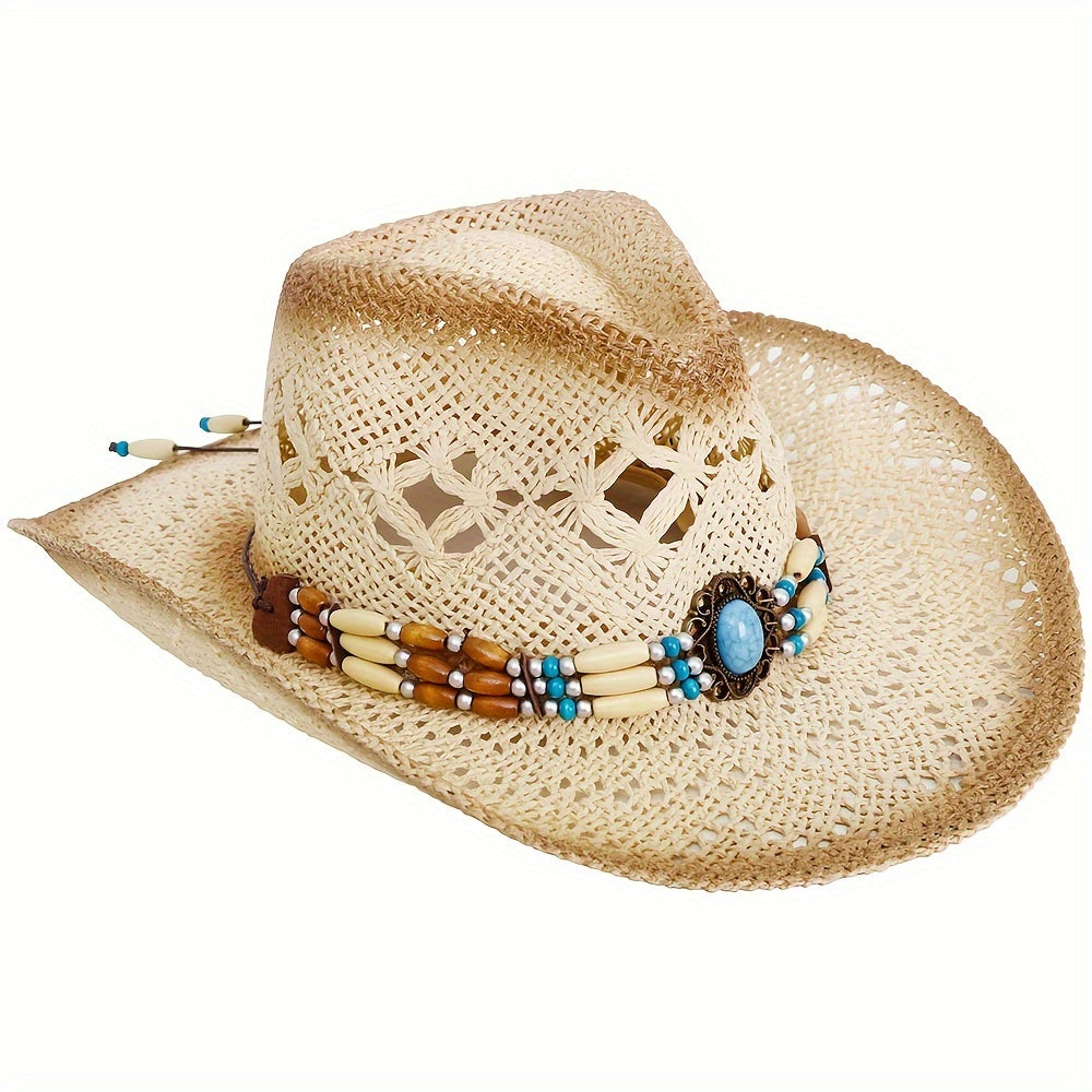 Men & Women's Straw Cowboy Hat W/Hat Band