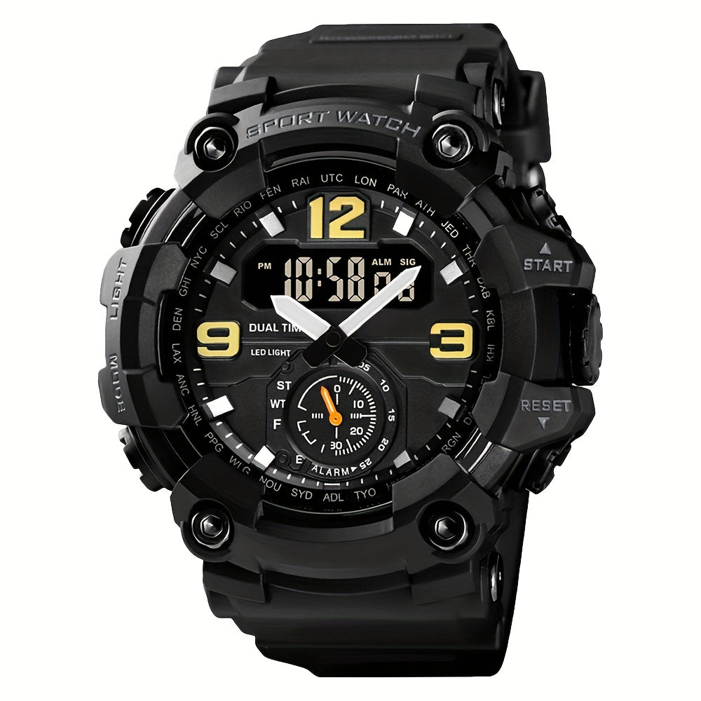 [Ideal Gift] Men's Sports Digital Dual-Display Watch Is Easy And Fashionable with a TPU Strap, The Best Choice for Gifts