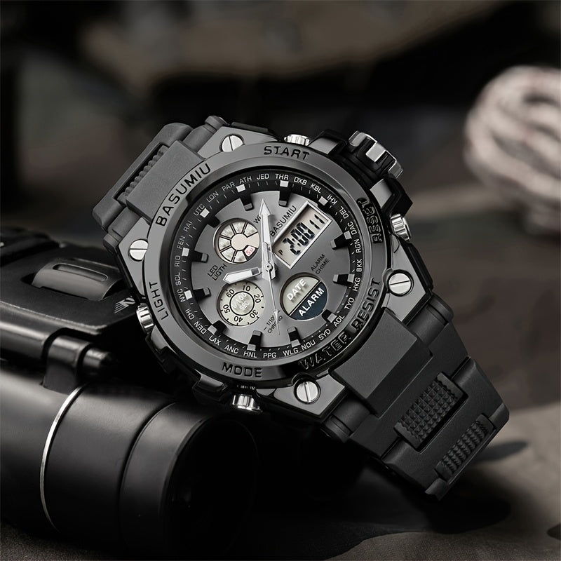 Men'S Stylish Sports Electronic Watch with Dual Display, an Excellent Gift Option