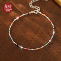 1pc925 Silver Dopamine Colored Bean Ins Wind Summer Cute Niche Gift Thin Bracelet
