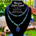 Blue 2pcs Natural Stone Phoenix Lapis Lazuli Double Layer Necklace Luxury Jewelry Gift for Teenager