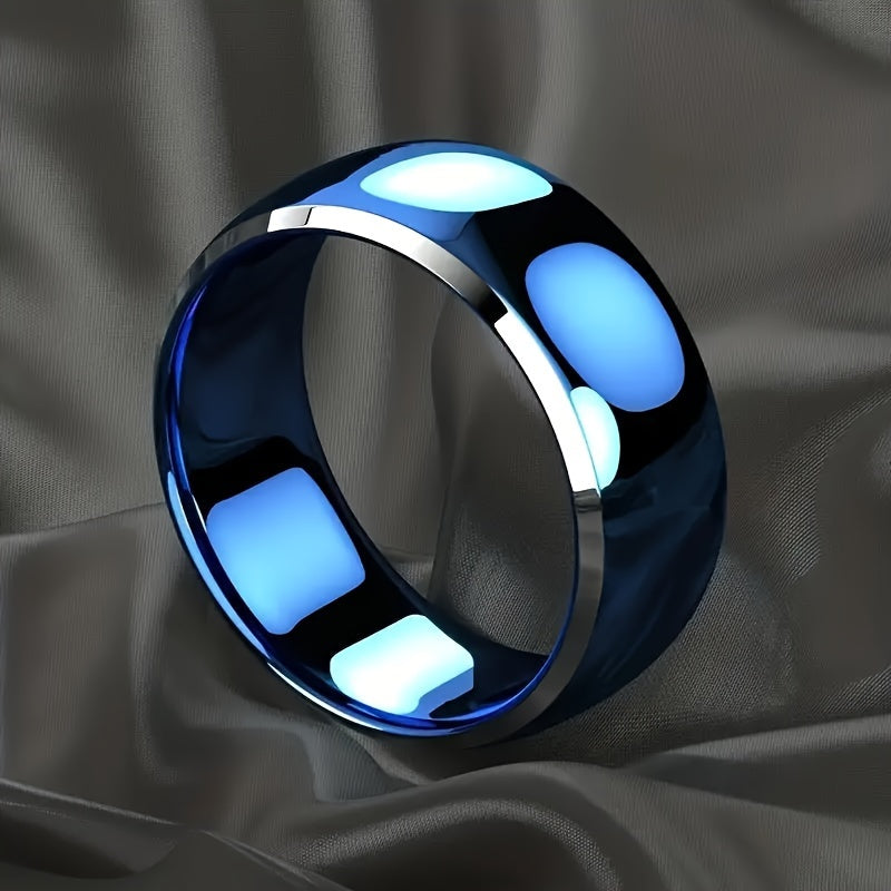4pcs Set of Timeless Blue And Black Stainless Steel Tire Pattern Men'S Rings - Hypoallergenic, Brushed End, Fashionable Combination Engagement And Wedding Bands - Durable, Scratch-Resistant, And Comfortable Jewelry