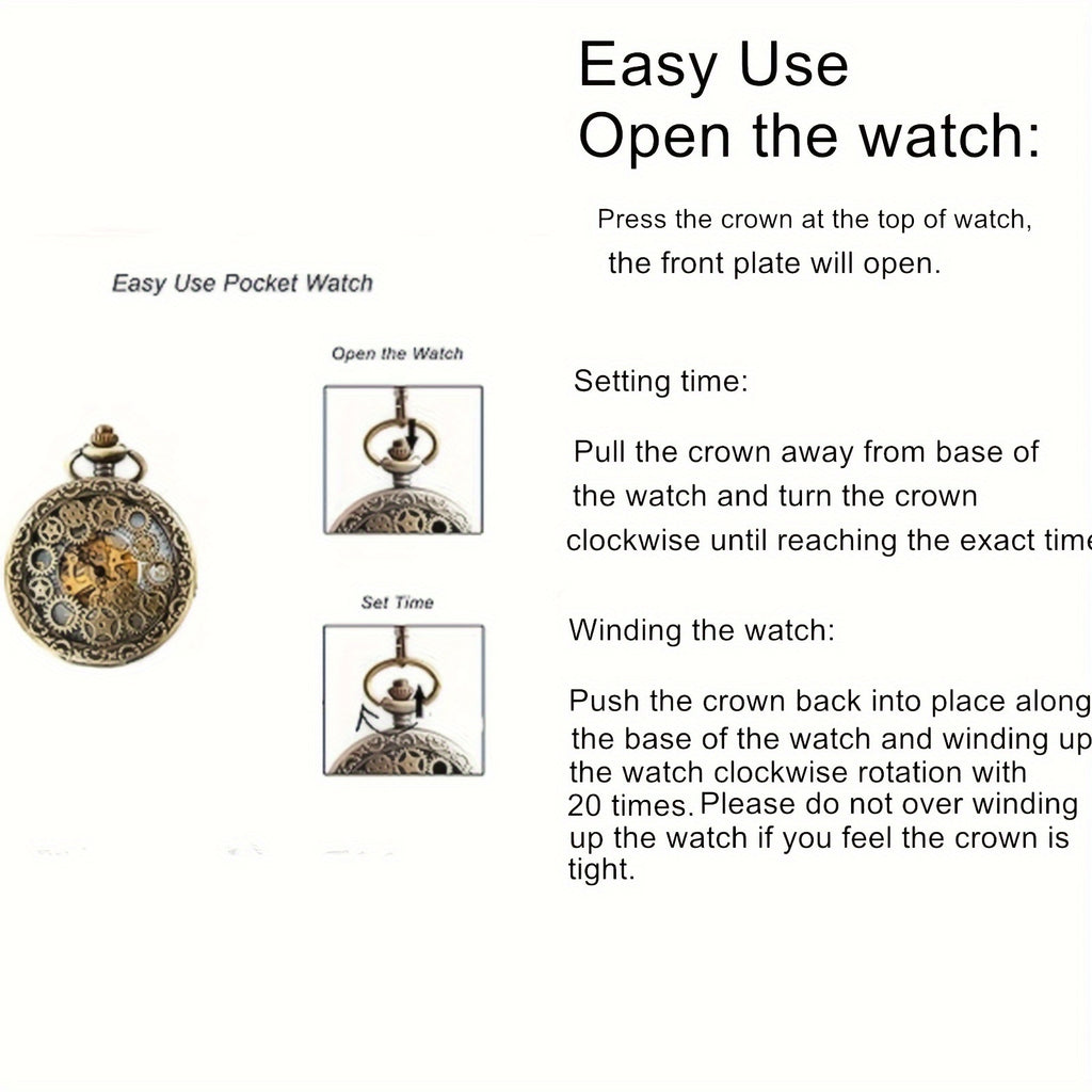JewelryWe Automatic Mechanical Watch Classic Hollow Gear Skeleton Hand Wind Steampunk Retro Watch with Chain