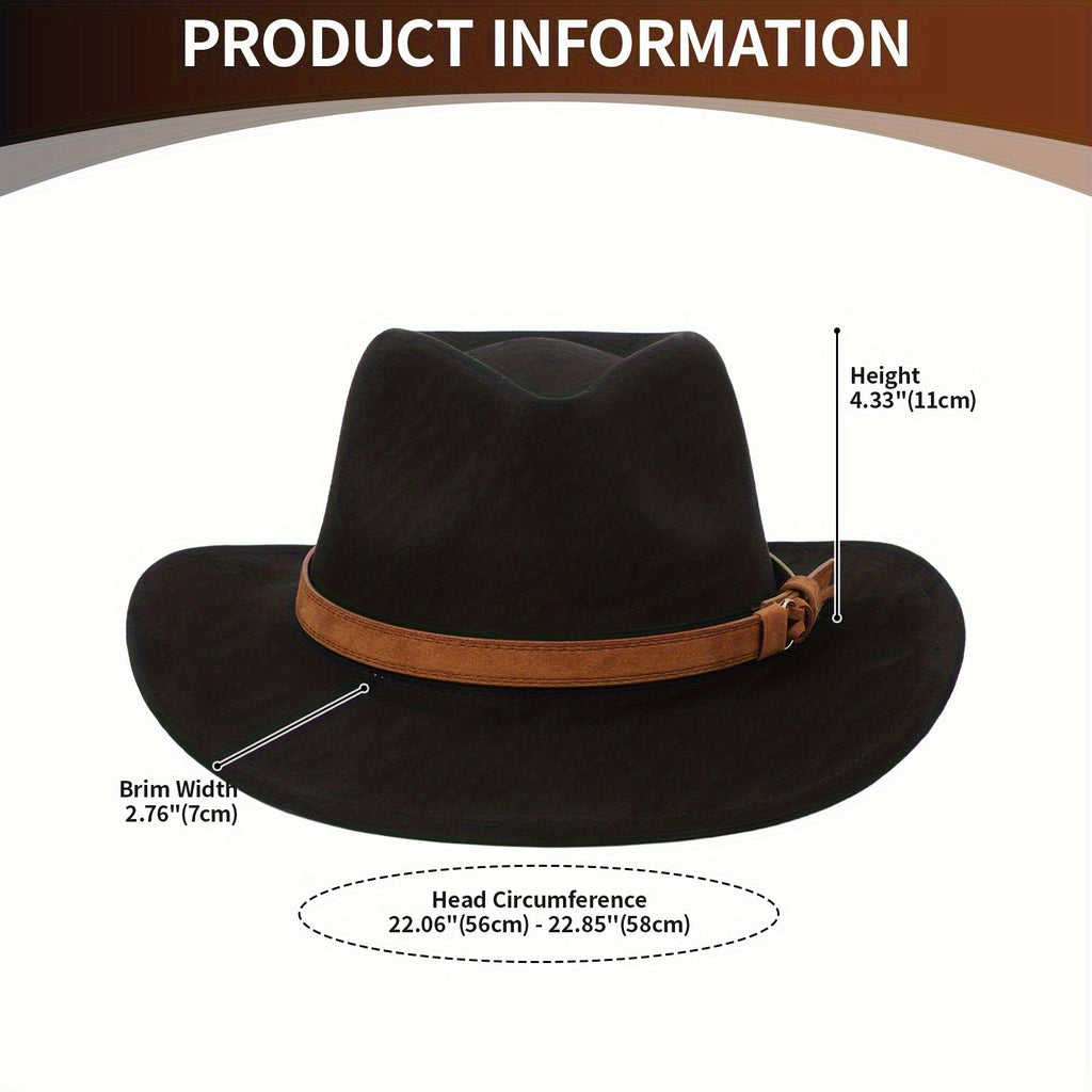 Men'S Women'S Retro Wide Brim Western Cowboy Hat Fedora Hat Outdoor Casual Travel Decoration Hat