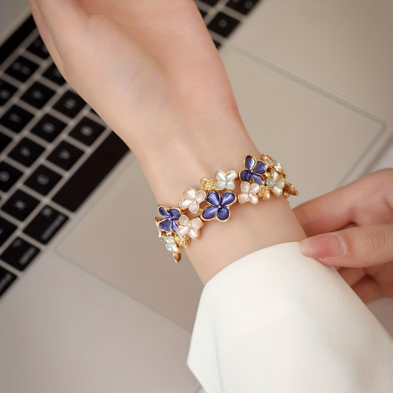 Suitable for APPLE Watch Ultra/Ultra 2/8/7/6/5/4/3/2/1/SE Watch Strap Elastic Fashion Luxury Alloy Flower Strap 38/40/41/42/44/45/49mm