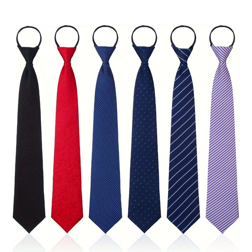 A Set of Six Zipper Ties, Designed for Both Men And Women, Featuring Adjustable Lengths, Ideal for School Uniforms, Graduations, And Business Weddings (Modern Design)