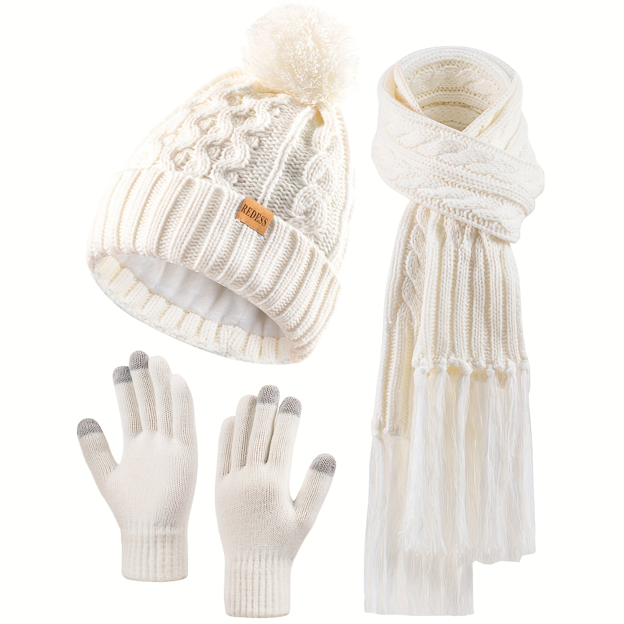 Winter Warm Hat Scarf Cap Gloves Set New Year Gift for Women, Valentine's Day Gift, Winter Clothing