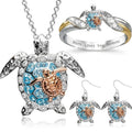 EJG Women'S Turtle Jewelry Collection in 925 Sterling Silver Featuring Moissanite Necklace, Earrings, And Ring, Perfect for Beach Vacations Or Everyday Wear, a Delicate Gift for Her