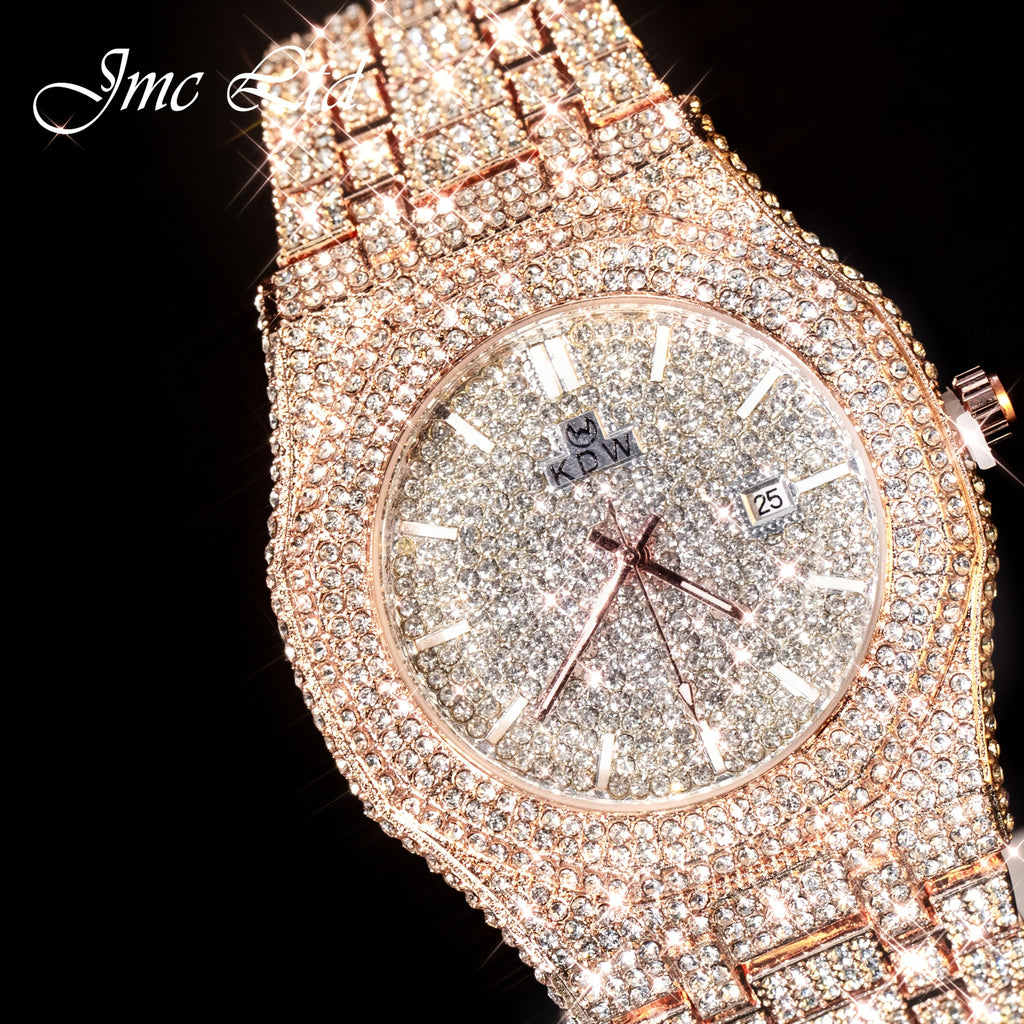 Luxury Hip-Hop Style Watch West Coast Watch For Men Synthetic Fully Diamond-Studded Rhinestone Accessory Watch High-End Design Perfect Christmas Gift Wedding Present And Top Gift Choice, Without Battery