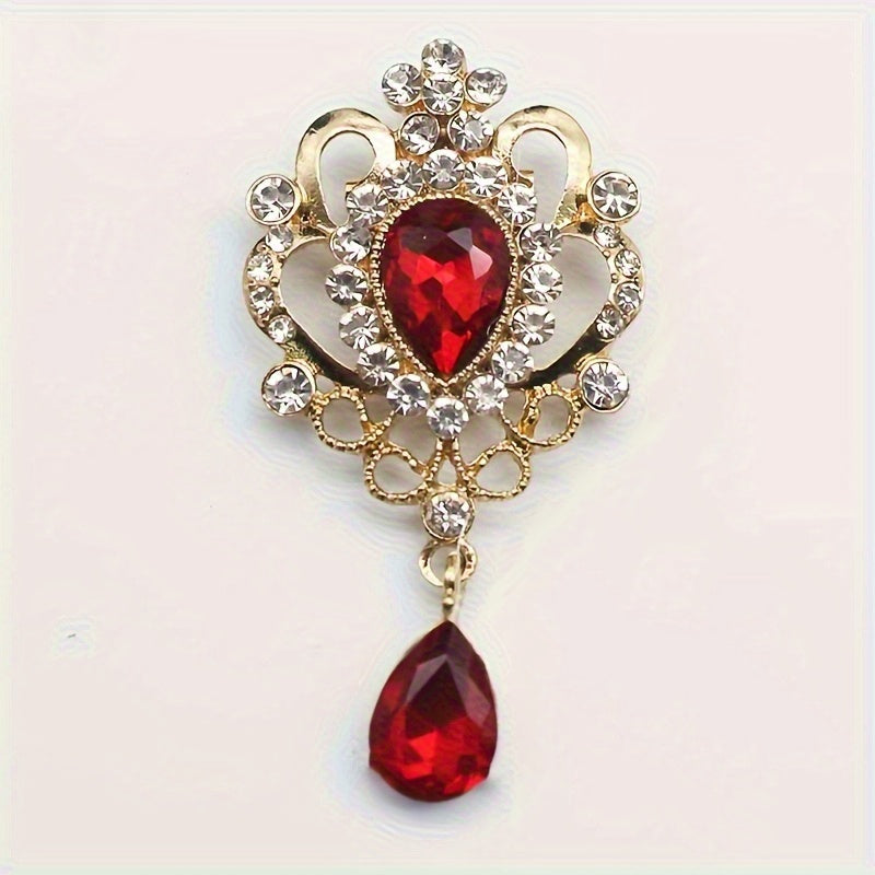 10pcs Droplet Shaped Rhinestone Detachable Brooch Retro Jewelry Additions