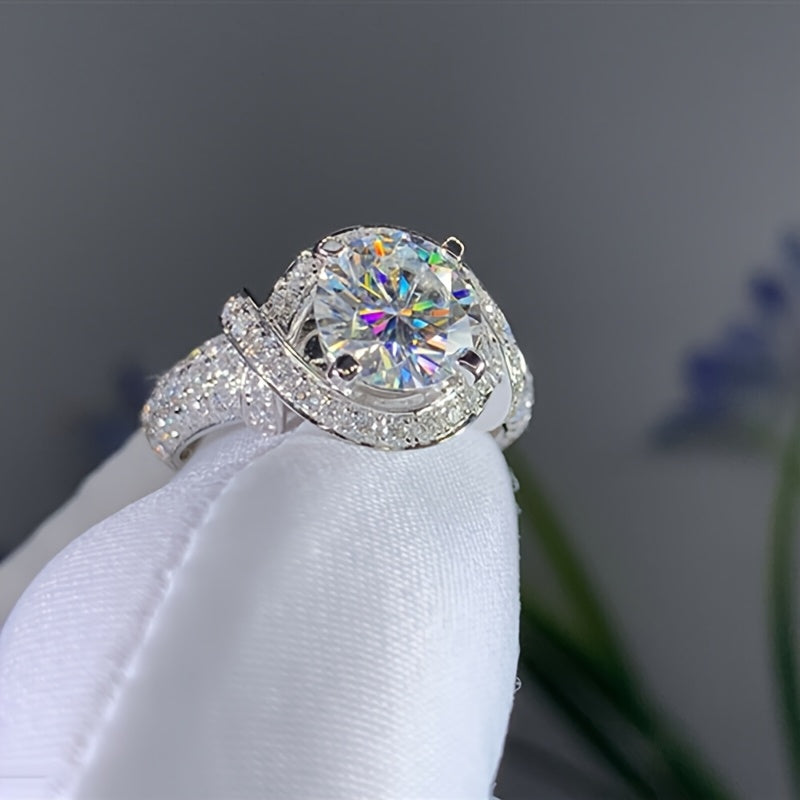 Fashion Intertwined Design Ring, Full-set Moissanite Vintage Flower Tower Wedding Ring, Moissanite Ring Band925 Silver, High-quality Moissanite, Engagement, Anniversary, Wedding Anniversary, for Friends, for Loved Ones, Elegant, Sexy