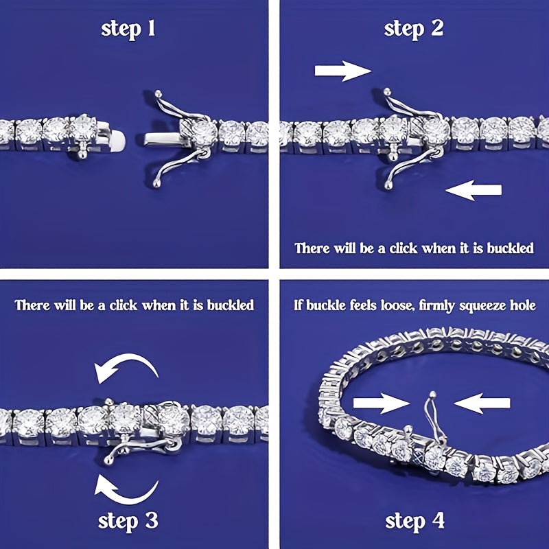 Ladies' Exquisite Jewelry Gift - 0.196Inch Moissanite Tennis Bracelet, 925 Silver, Luxurious Birthstone Bracelet, Handcrafted, Shiny Faceted Cut, A Symbol of Female Festivals, Parties And Dates, Gift Bag - Total Weight of The Product (0.65 oz)