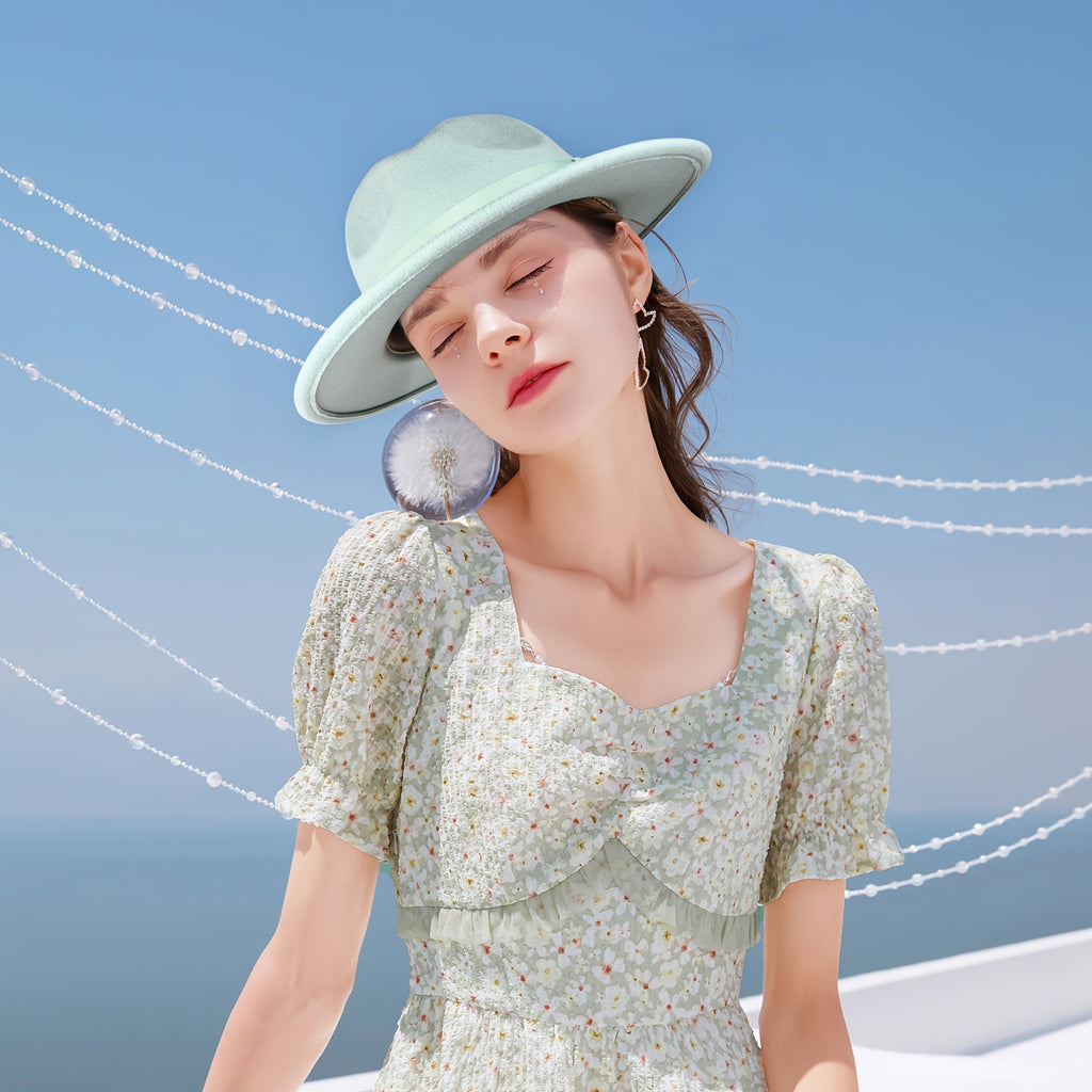 Panama Jazz Cap for Men And Women Featuring a Classic Wide Brim And Bow Knot Design
