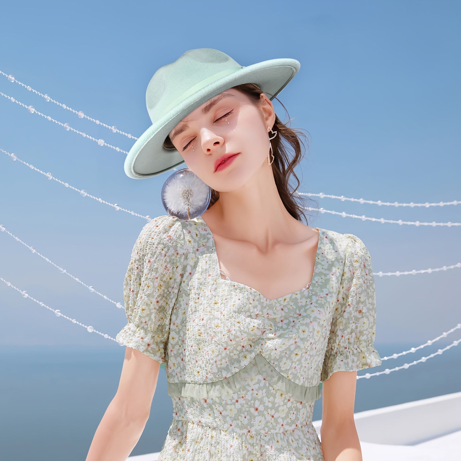 Panama Jazz Cap for Men And Women Featuring a Classic Wide Brim And Bow Knot Design