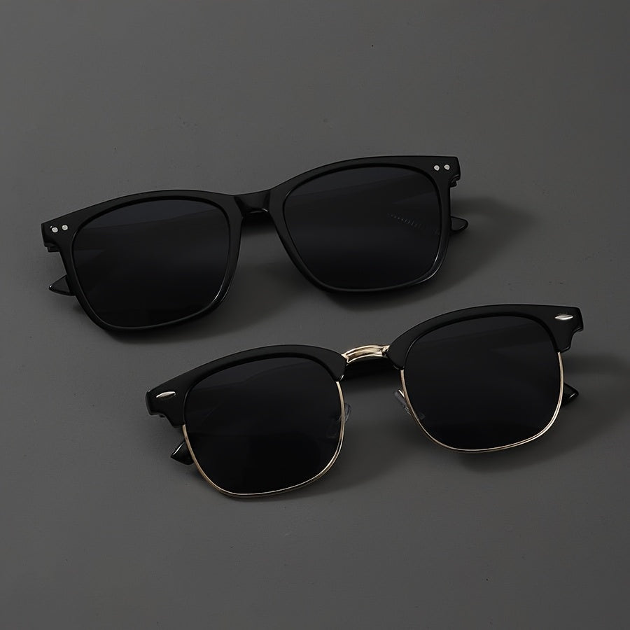 2 Pairs of Fashionable Square Glasses, Lightweight and Comfortable, Unisex, Suitable for Daily Life and Party Decorative Glasses