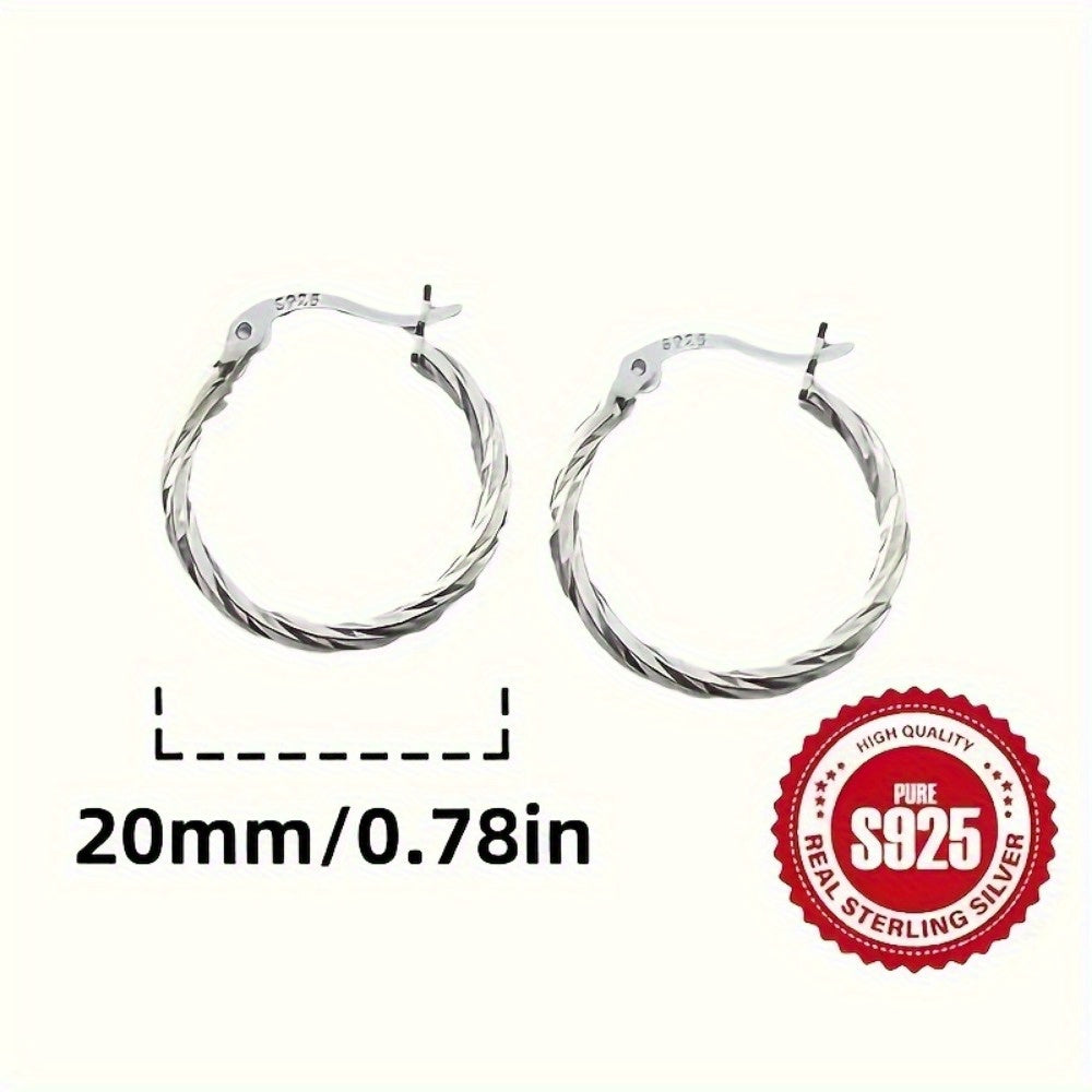 [Luxurious Geometric Earrings] 2 Pairs of S925 Silvery Earrings - Luxurious, Sexy, Classic Geometric Twist Design Jewelry, Perfect for Holiday Gifts, Great for Mothers, Sisters and Friends, Best for Christmas