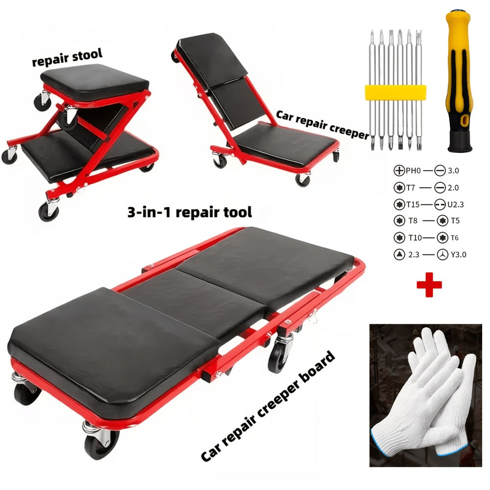 New Gifts for My Husband: 36-inch (approximately 35.98-inch) Outdoor Z-Crawl Seats, Adjustable Load-Board Folding Car Crawl Kit, 6-wheel 2.5-inch (approximately 2.52-inch).Valentine's Day Gifts for Men, Boyfriends, Husbands, And Partners.