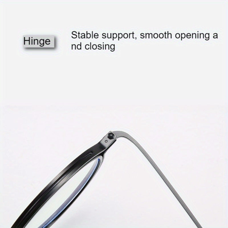 A Set of Retro Black Circular Metal Reading Spectacles, High-Definition Lenses with a Case, Unisex Traditional Metal Design, Available in +1.00 to +4.00 Diopters, Glare-Reducing Lenses, Protection for Computer Use, Without Battery