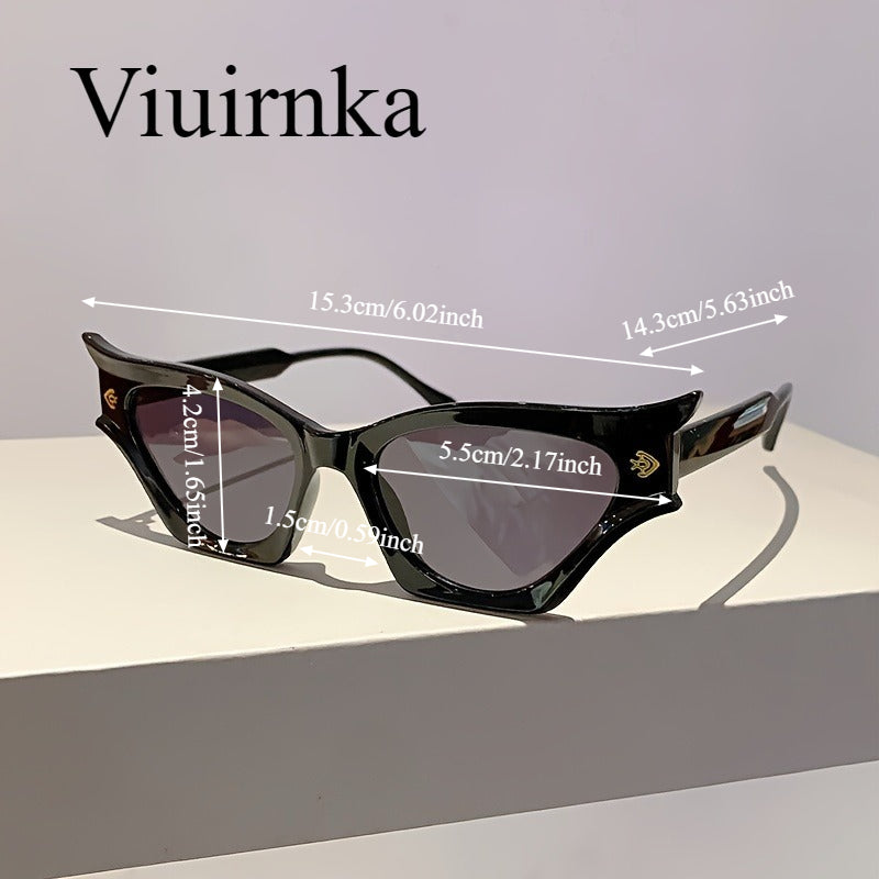 VIUIRNKA Women'S Sunglasses, Black Cat Eye Frame Glasses, Retro Modern Wide Rim Decorative Eyewear, Non- Daily Party Bold Statement Piece, Perfect for Beach, Vacation, Travel, And Cruise, Ideal for Halloween And Christmas Gifts