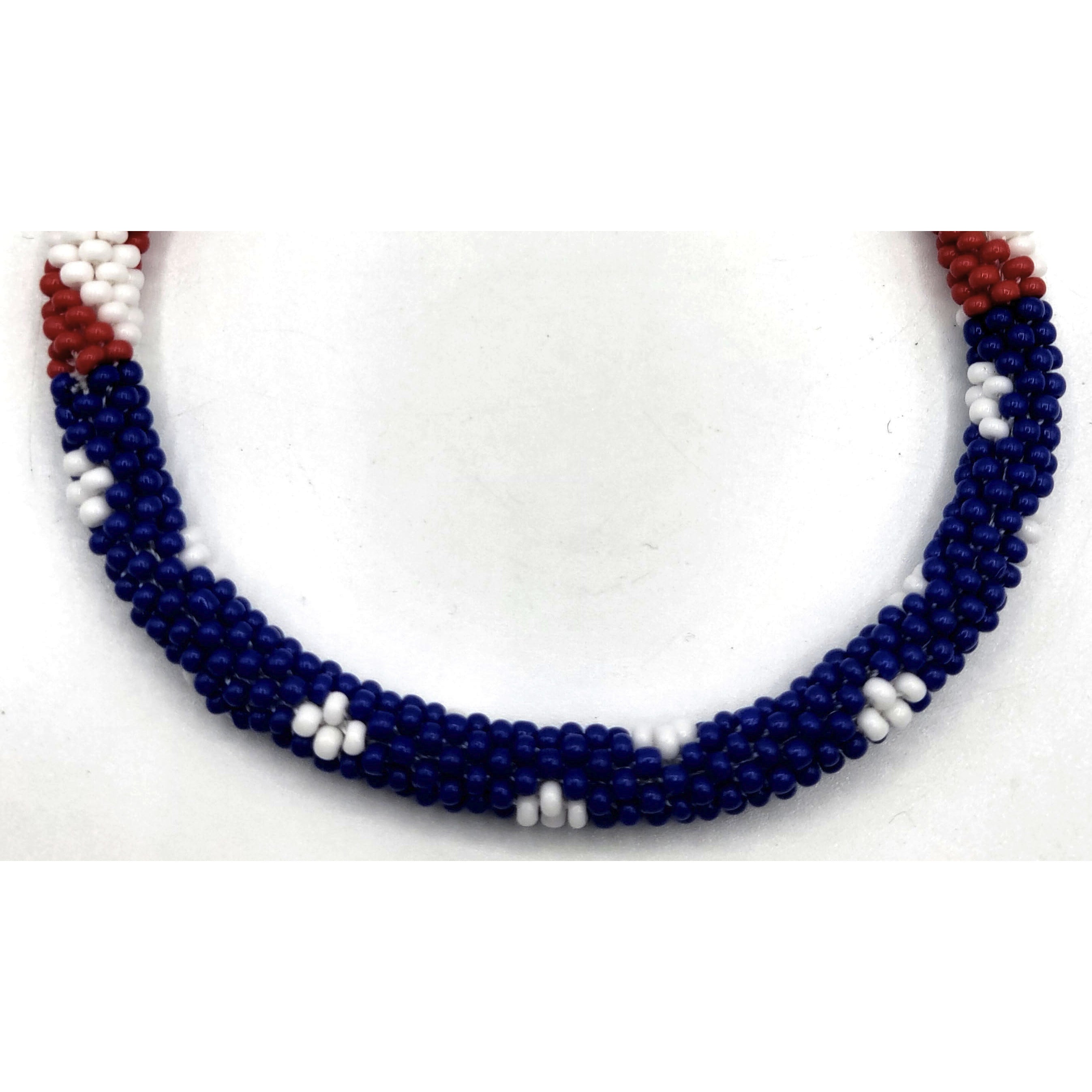 Set of 2 Handmade USA Flag Patriotic Color Design Bracelet Jewelry From Nepal – Glass Beaded Roll-On Crochet Bracelets for Men & Women, Boho Hippie Style, Artisan-Roll-On Bangles, Great Gift for USA Lovers Vacation Style Nepal Artisanship, Patriotic Wrist