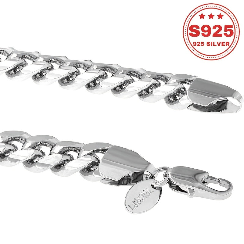 S925 Pure Silvery Cuban Necklace, Classic And Fashionable Design, Available in Multiple Sizes, Hypoallergenic And Non-Fading. Ideal Gift for Loved Ones, Friends, Parents, for New Year, Valentine'S Day Or Anniversary Celebrations