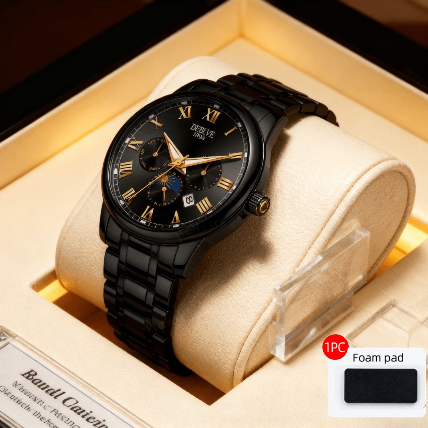 [Luxury Stainless Steel] Men's Watch Business Wear Luxury Casual Stainless Steel Date Men's Watch, Without Battery