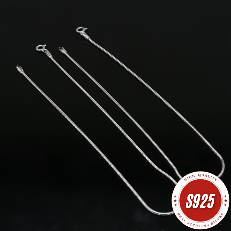 925 Sterling Silver Necklace, Handcrafted 1mm Round Snake Bone Necklace, Classic And Simple Design, Suitable For All Occasions - Christmas, Halloween, Valentine'S Day, Anniversaries Or As A Holiday Gift - Buy 2 Get 1 Free