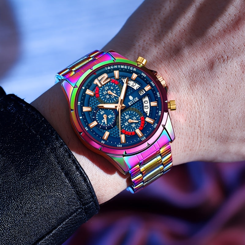 RUIGE Trendy And Fashionable Quartz Women's Watch, Date Display with Fashionable Night Light Function, Trendy And Cool Design Appearance, Vibrant And Colorful Colors for Women's Party Gifts N3-3