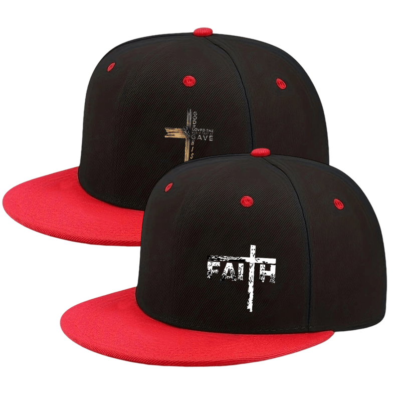 [Trendy Unisex Baseball Cap] 2pcs Unisex Baseball Cap | Cross Print Design, Adjustable, Comfortable & Breathable, Trendy Fashion Versatile