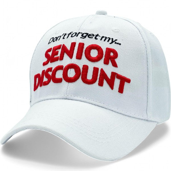 "SENIOR DISCOUNT" Embroidered BASEBALL CAP Adjustable, UV protection Design for Men, Perfect for Outdoor Activities, Casual, Fun Cap