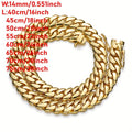 2pcs Miami Cuban Link Chain Set for Men Hip Hop Jewelry 14Mm 316L 316L Stainless Steel 18K Gold Plated Lock Buckle Bracelet Necklace Set