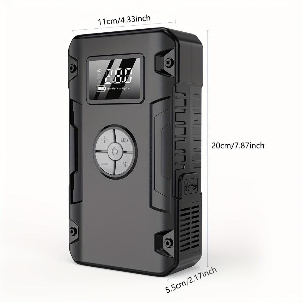 10000A 7-in-1 Multi-Function Emergency Jump Starter with Air Pump, 150PSL Car Battery Booster, Tire Inflator, Portable Vehicle Battery Charger, Suitable for 2.64-Gallon Gasoline or 2.38-Gallon Diesel Batteries, LED Emergency Light