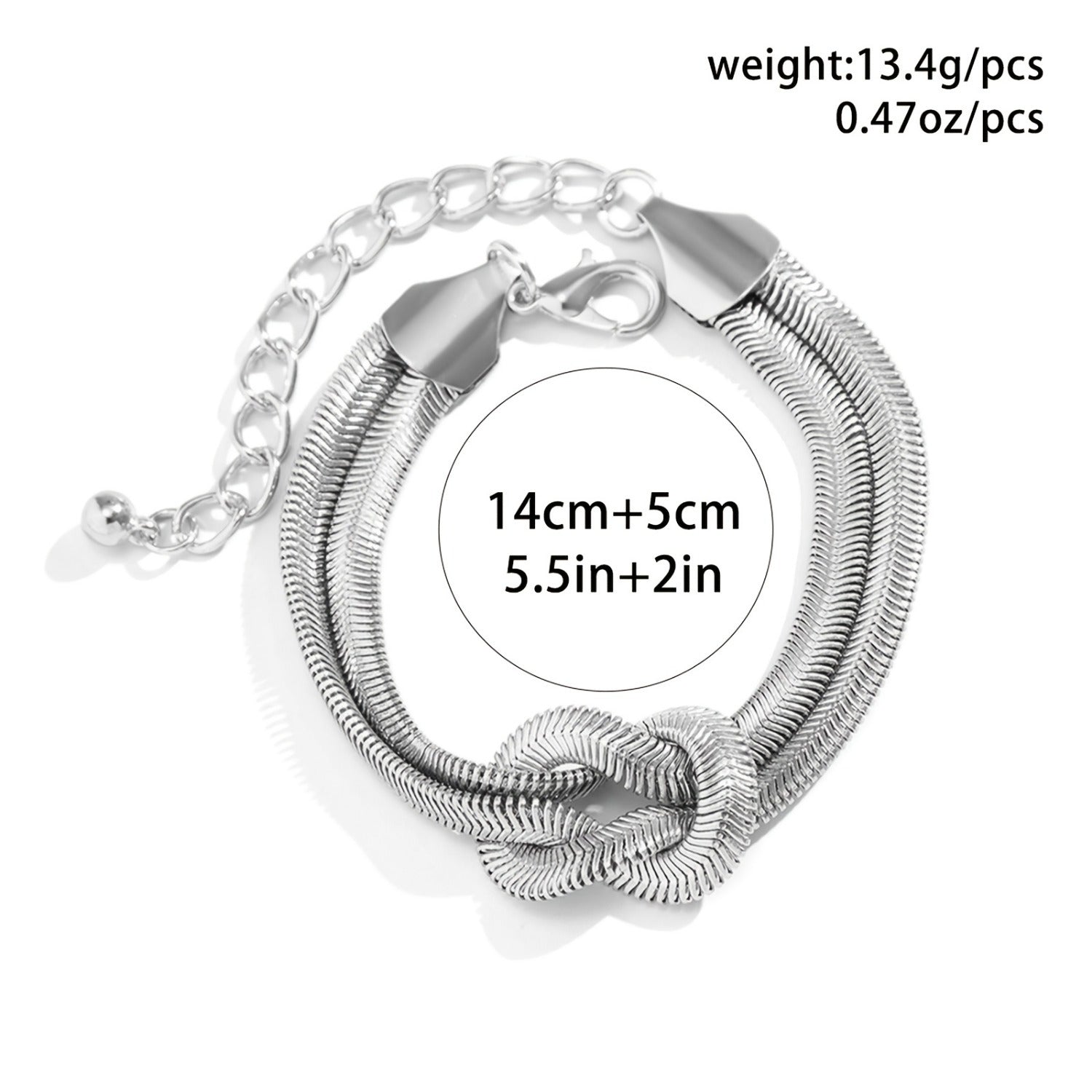 1pc Boho Hip Hop Style 925 Sterling Silver Double Layer Serpentine Chain Knot Bracelet for Women, Allergy-Free, Durable Silvery Plating, Perfect for Daily Wear And Holiday Celebrations, Ideal Christmas And Valentine'S Gift