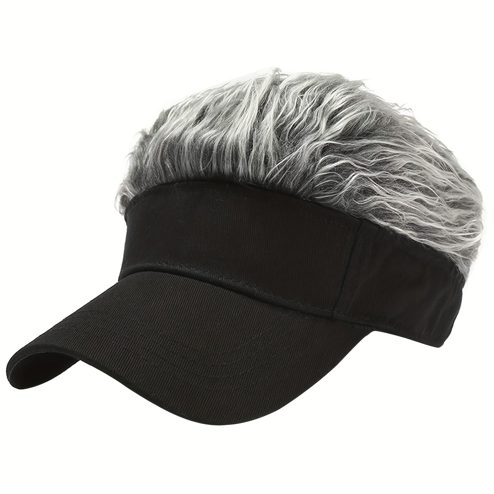Men's Baseball Golf Hat Cap Sun Visor Wig Hat with Fake Flair Hair Outdoor Sports