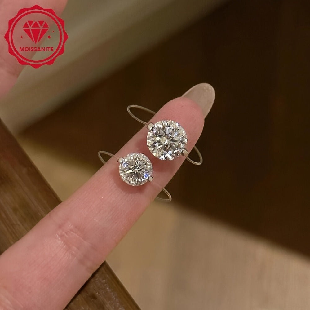 925 Silver Moissanite Fishing Line Ring, Minimalist Large Stone Versatile Niche Design Band Jewelry, Invisible Transparent, Perfect for Music Festivals Vacation Occasions And Holiday Gifts, Cute & Luxurious Style