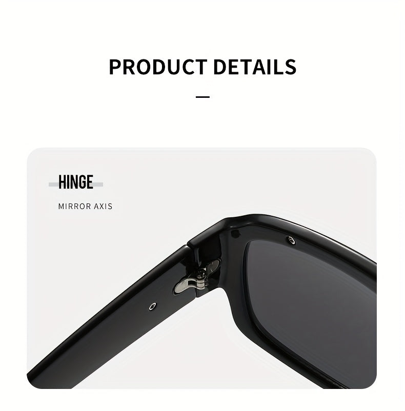 Men's Cyberpunk Square Fashion Eyewear - Extra Large Frame (>139mm), Lightweight Eyewear with Black and Golden Metal Trim, Over-the-Counter Decorative Lenses for Daily and Special Occasions - Futuristic Eyewear Street Fashion, Cosplay