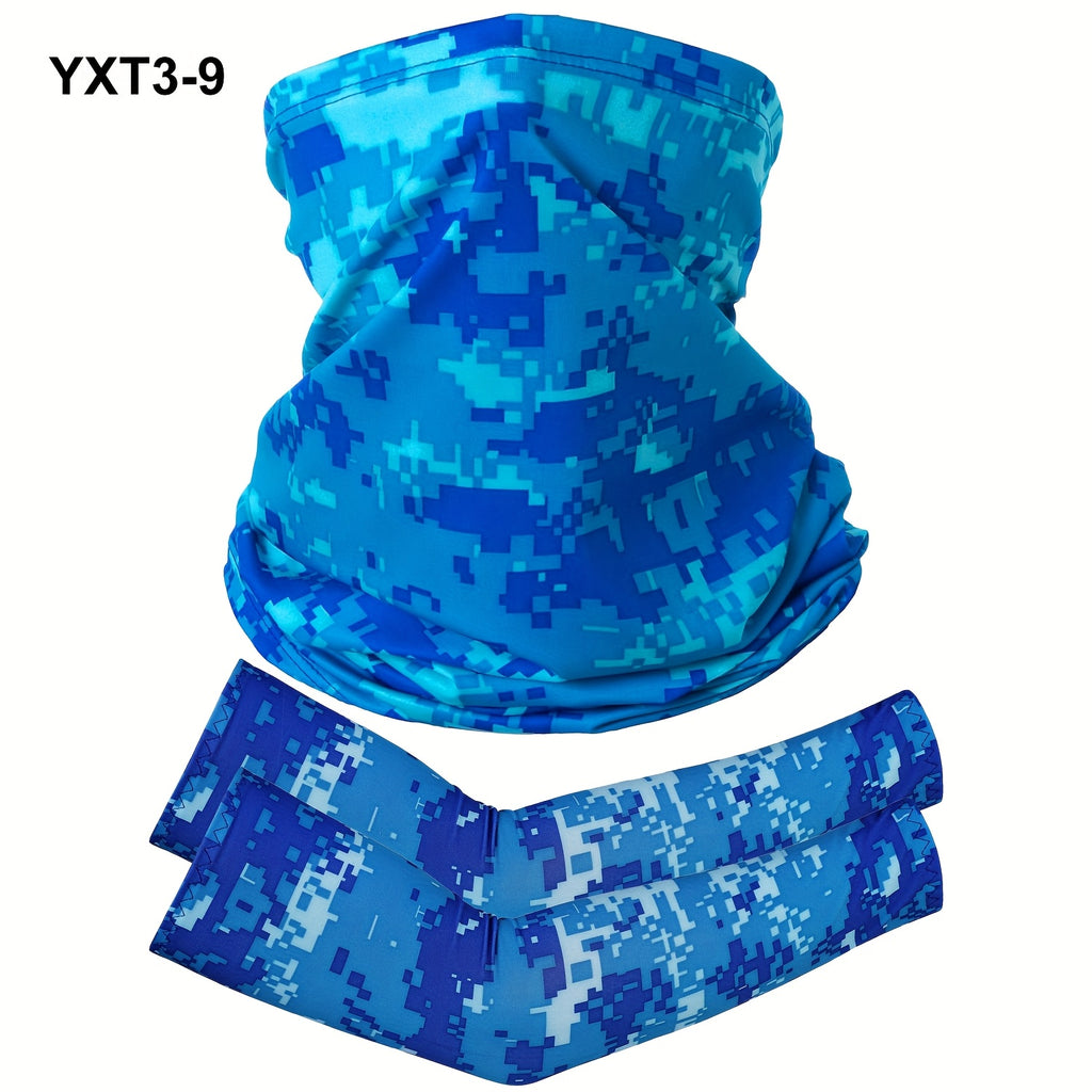 3pcs Sunscreen Riding Face Mask+1Pair Sleeves, Breathable Quick Drying Riding Headscarf, Unisex Multifunctional Sports And Leisure Sleeve