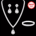 [Wedding Jewelry Set] 3/4pcs Wedding Bracelet, Necklace, And Earrings Set, Evening Gown, 925 Silver Moissanite Banquet, Party, Jewelry, Wedding Bracelet, Necklace, And Earrings Set