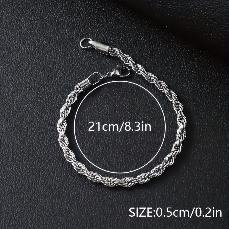 12pcs Set: Men'S Hip Hop Stainless Steel Cuban Chain Bracelet - Perfect for Daily, Party, And Festival Use