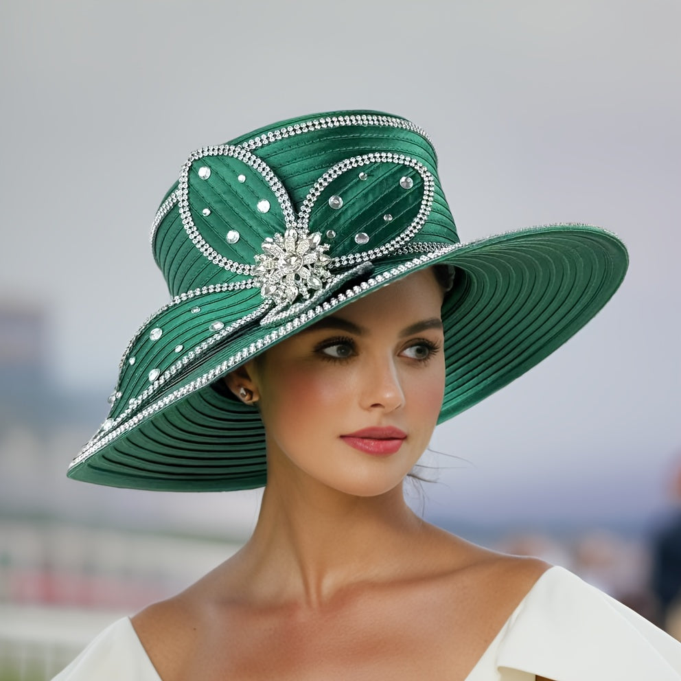Handmade Ladies' Church Hat with Decoration - Elegant Suitable for Wedding, Easter Worship & Sunshade Hat, Dry Only, Box Packaging for Special Occasions, Comfortable for Church Services and Daily Use