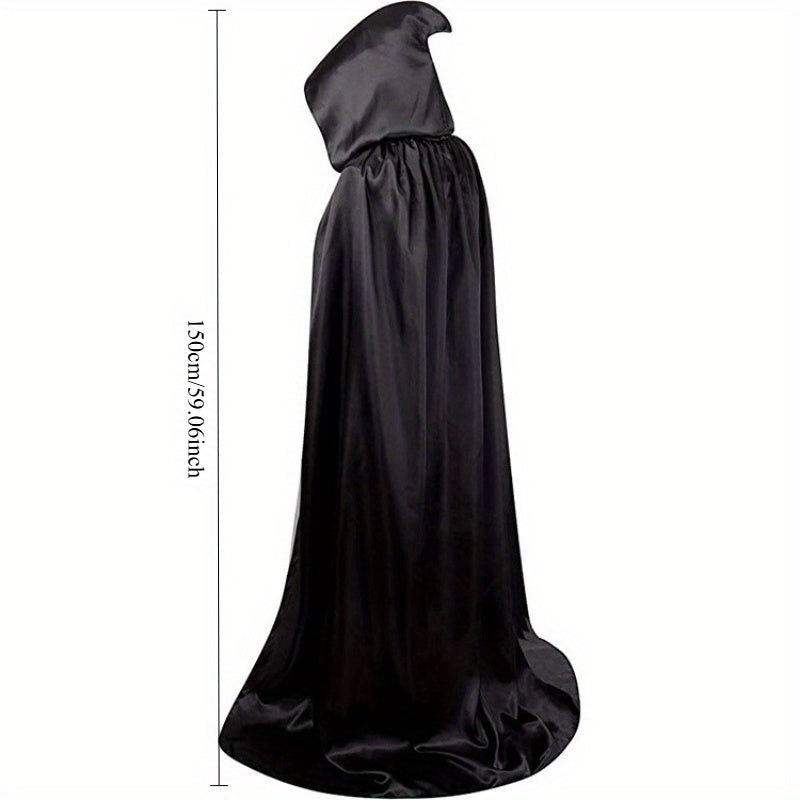 Halloween Hated Black Death Cape, 59.06inch, No Assembly/ Electricity Required, Festive Adult Party, Horror House, Carnival, Halloween Party Decoration Supplies, Gothic Style, Cosplay Lovers