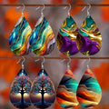4 Pairs Per Pack, Rainbow Gradient Bohemian K Gothic Acrylic Faux Marble Fashion Pendant Minimalist Teardrop Drop Earrings, Ladies' Jewelry Gift