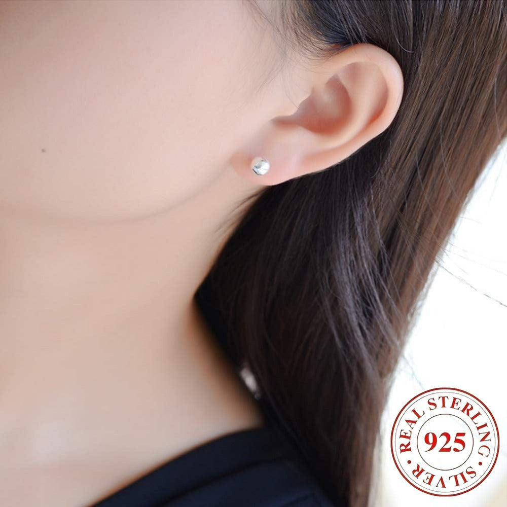 925 Sterling Silver Stud Earrings for Women, Sterling Silver Earrings Tiny Stud Earrings for Multiple Piercings 5 Pairs Different Sizes Silvery Stud Earrings Set 2mm 3mm 4mm 5mm 6mm