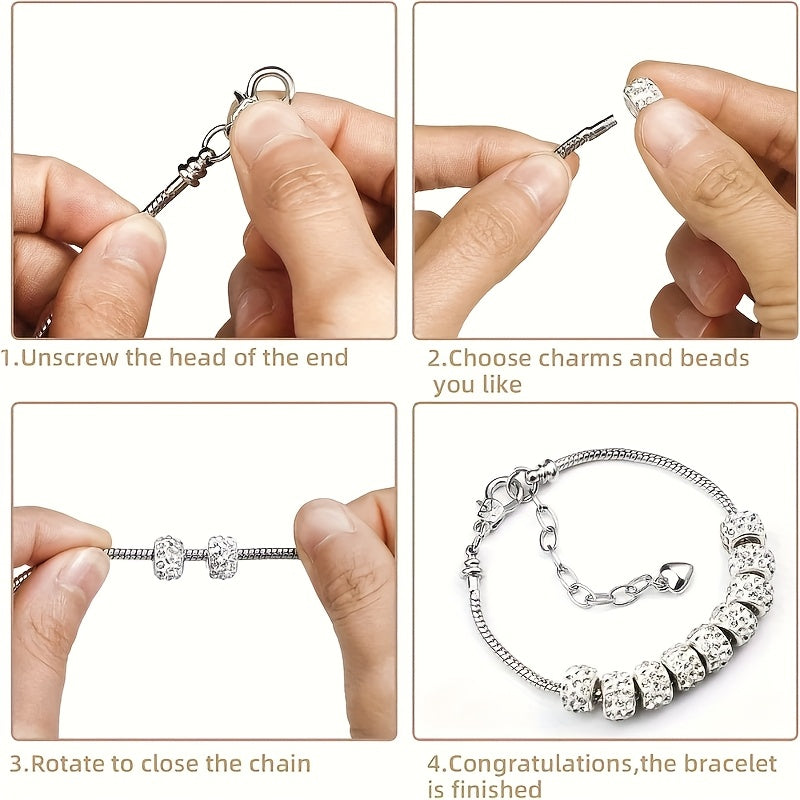 20pcs Fashion Snake Chain Adjustable Bracelet Set - 6.29inch Charm Bracelet with Lobster Clasp Extension Chain, Suitable for Women'S DIY Jewelry Making Materials, for Beginners As A Gift