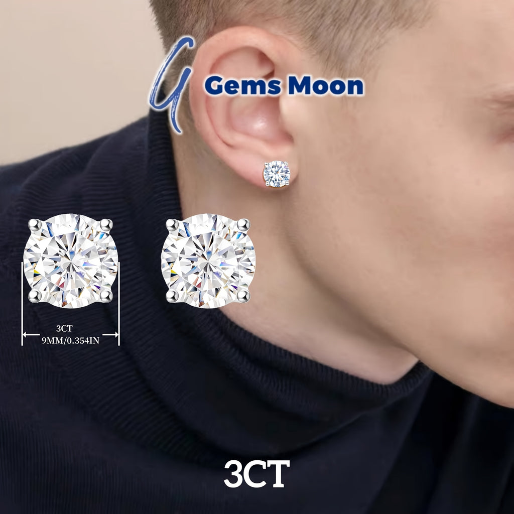 Amazing Discount! Brilliant Moissanite Hand-Set Stud Earrings, High-Quality D Color VVS1, S925 Silver, Ideal Jewelry Gifts for Valentine's Day, Birthday, with GRA Certificate, Velvet Pouch, Silver Polishing Cloth, Backs. Local Warehouse,