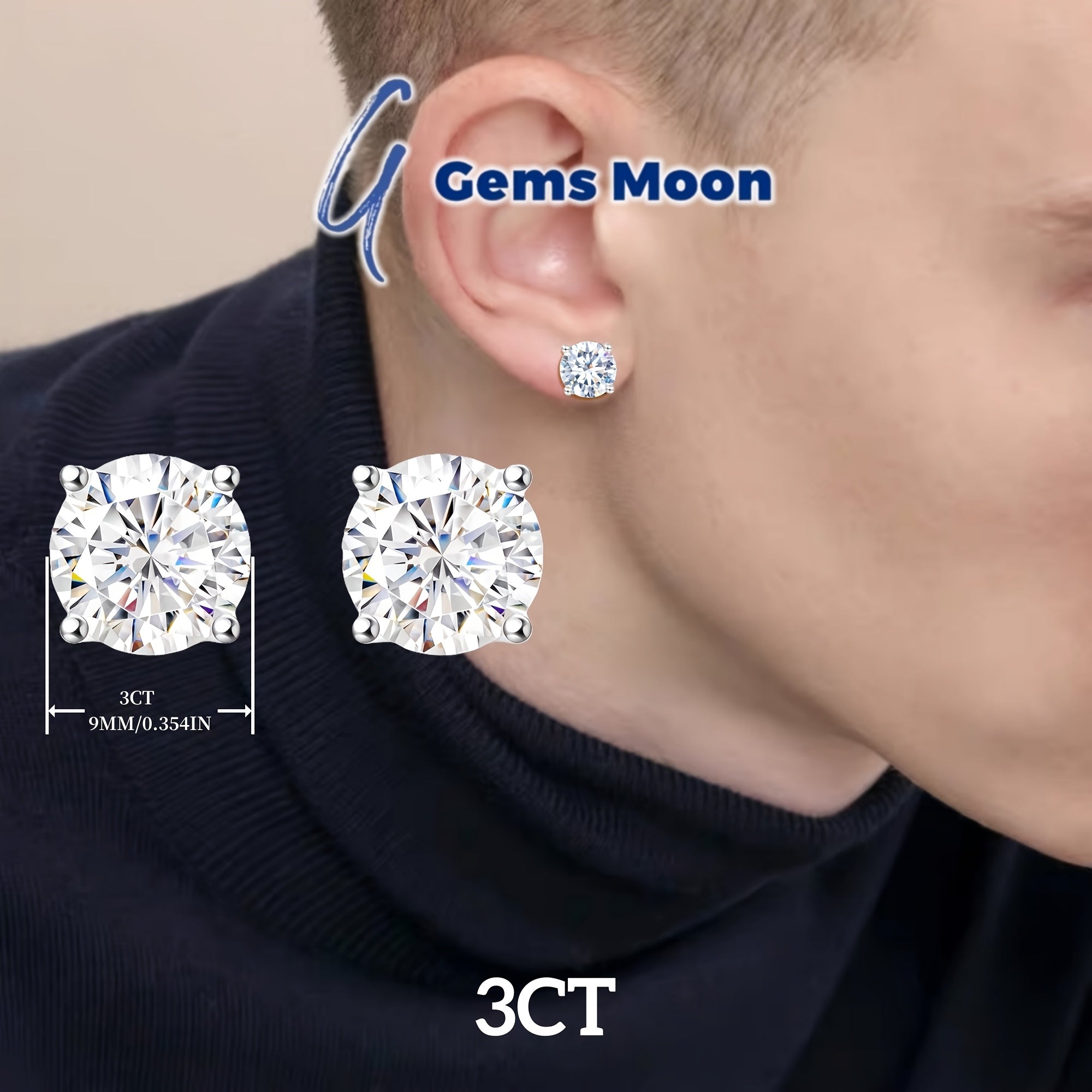 Amazing Discount! Brilliant Moissanite Hand-Set Stud Earrings, High-Quality D Color VVS1, S925 Silver, Ideal Jewelry Gifts for Valentine's Day, Birthday, with GRA Certificate, Velvet Pouch, Silver Polishing Cloth, Backs. Local Warehouse,