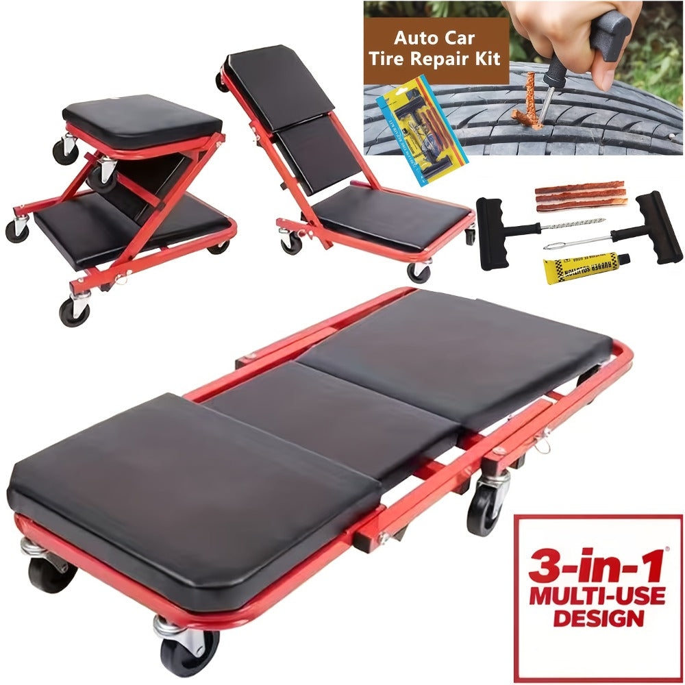 New Gifts for My Husband: 36-inch (approximately 35.98-inch) Outdoor Z-Crawl Seats, Adjustable Load-Board Folding Car Crawl Kit, 6-wheel 2.5-inch (approximately 2.52-inch).Valentine's Day Gifts for Men, Boyfriends, Husbands, And Partners.