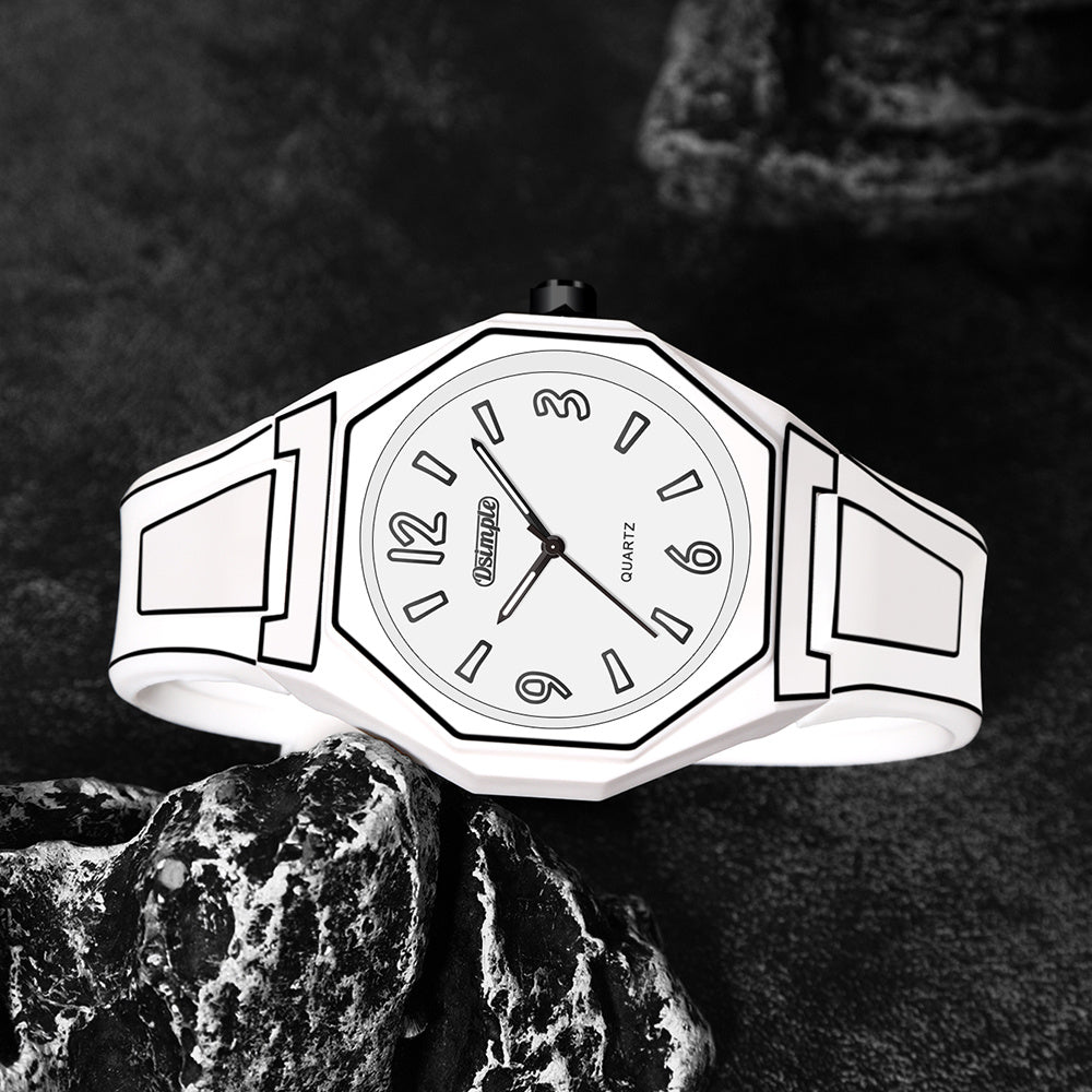 [ Unique Watches for Men] 1pc Fashion Unisex Creative Wrist Watch, Red Silicone Strap, Round Dial, Analog Quartz Watch, Student | Casual | Outdoor Must Have, Best Gift