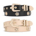 2 Pack Women'S Studded Belt Rhinestone Floral Rivet Punk Y2K Skinny Belts for Women for Jeans Pants Dresses