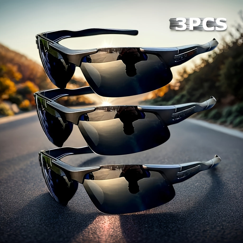 3pcs Polarized Glasses, Half Frame-Driving and Driving Rearview Mirror Polarized Glasses